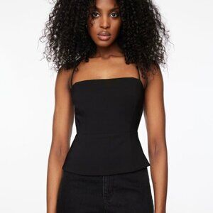 Open Back Lace Up Peplum Top